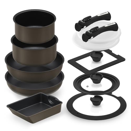 アイリスオーヤマ フライパン 12点セット ダイヤモンドコートパン マルチエッグパン入り 蓋付き 長持ち こびりつきにくい IH/ガス火対応 MEGI-12S ブラウンメタリック